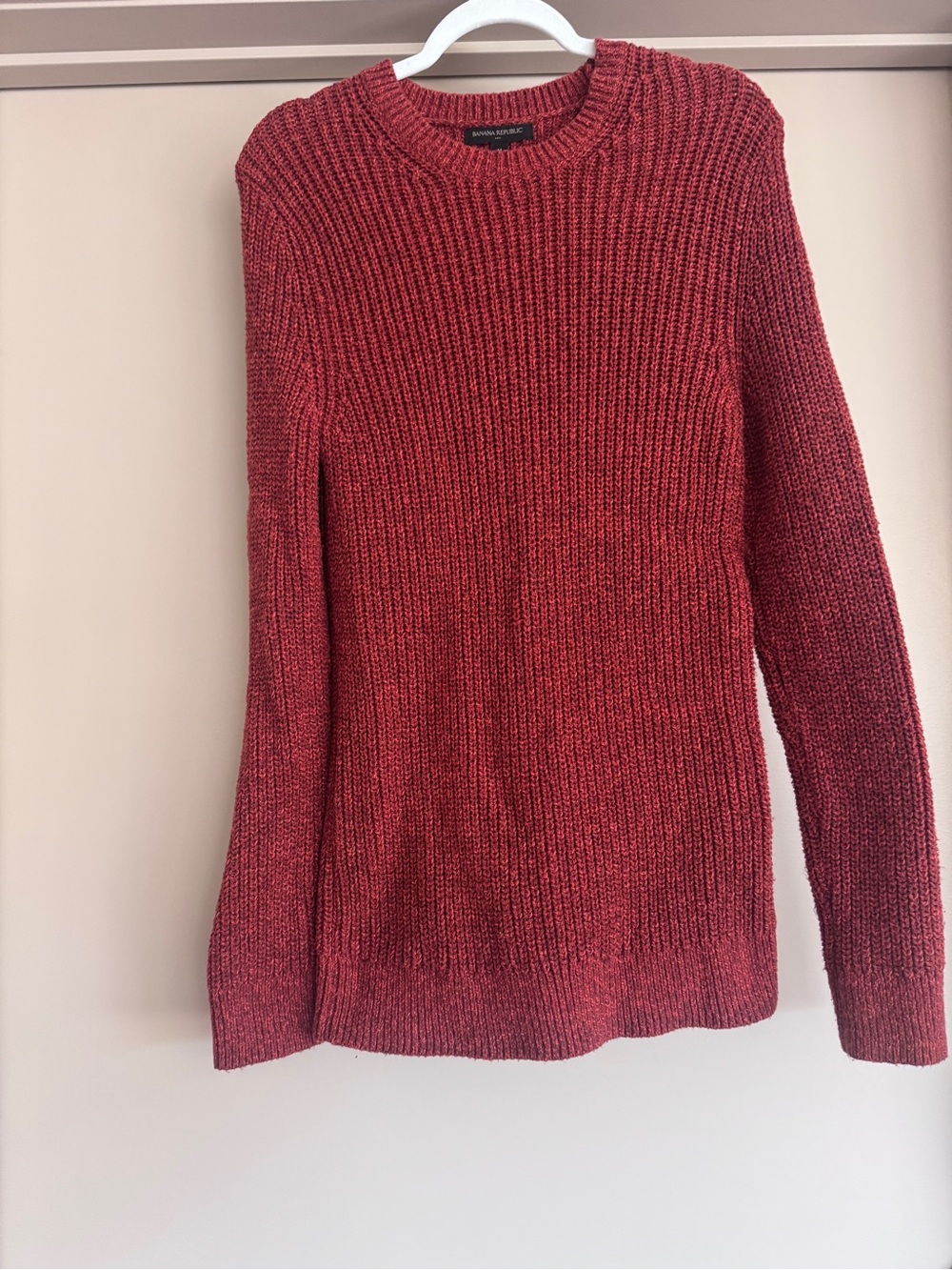 Banana Republic Men’s Marled Crewneck Sweater M Rust Red Wool Blend